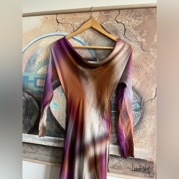 NWT ZARA Long semisheer flowy tie dye gown - Picture 10 of 16